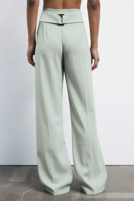 Pantaloni a palazzo con cintura, Verde, Patrizia Pepe