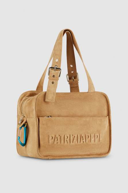 (IM)PERFECTION suede shopping bag, Beige, Patrizia Pepe
