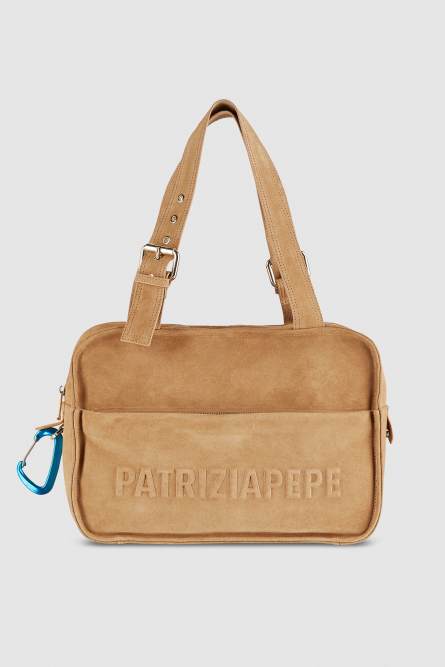 (IM)PERFECTION suede shopping bag, Beige, Patrizia Pepe
