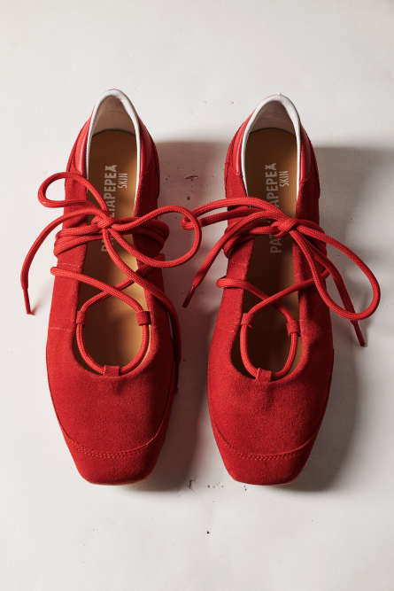 Dancing SKIN flats in suede, Red, Patrizia Pepe