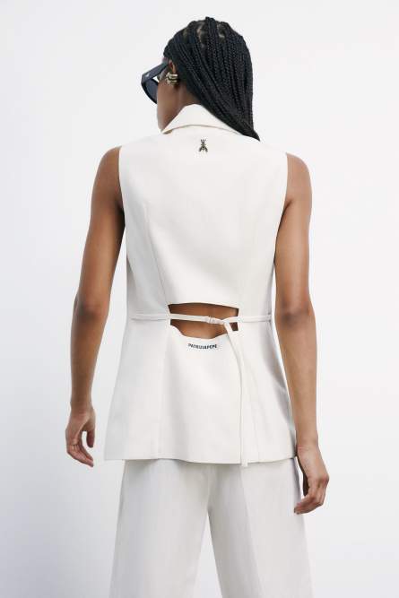 コート Patrizia Pepe WAISTCOAT IN VISCOSE AND LINEN ESSENTIAL ESSENTIAL