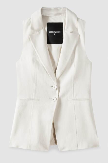 コート Patrizia Pepe WAISTCOAT IN VISCOSE AND LINEN ESSENTIAL 2S1530_A052_B825_1.jpg
