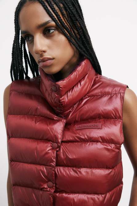 Short sleeveless reversible puffer jacket, Red, Patrizia Pepe
