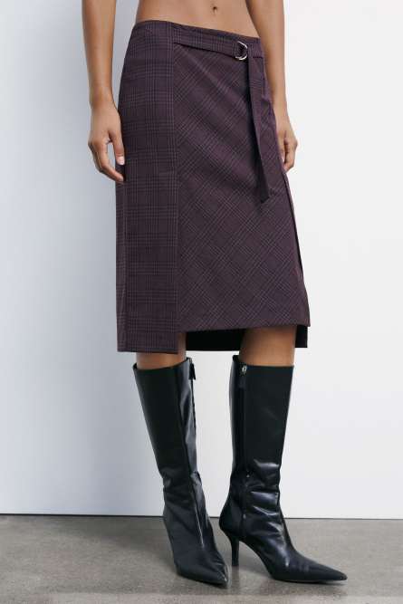 midi skirt in check