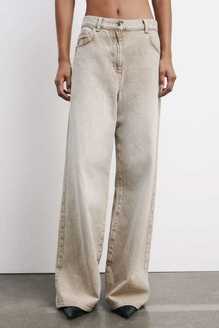 Low-waist jeans with relaxed fit, Beige, Patrizia Pepe
