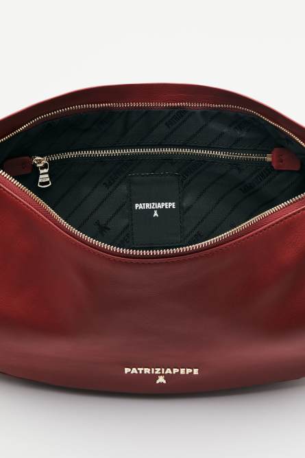 New Moon leather bag medium with shoulder strap, Red, Patrizia Pepe