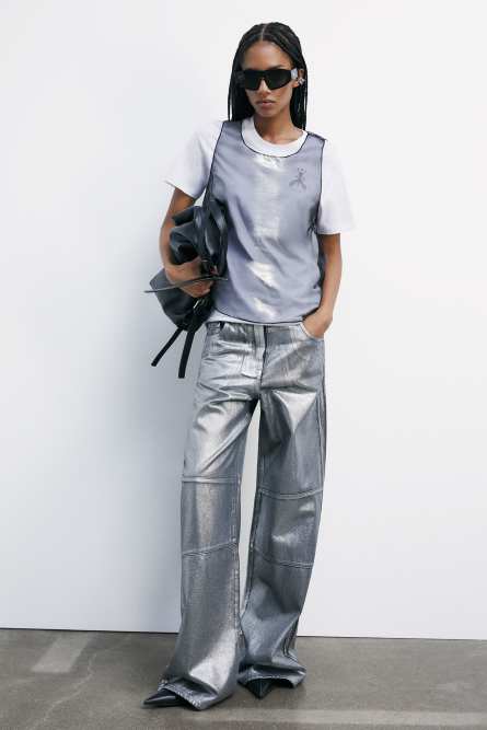 Transparent top with metallic effect, Black, Patrizia Pepe