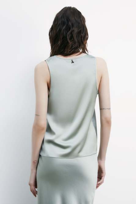 Top fluido in raso, Verde, Patrizia Pepe