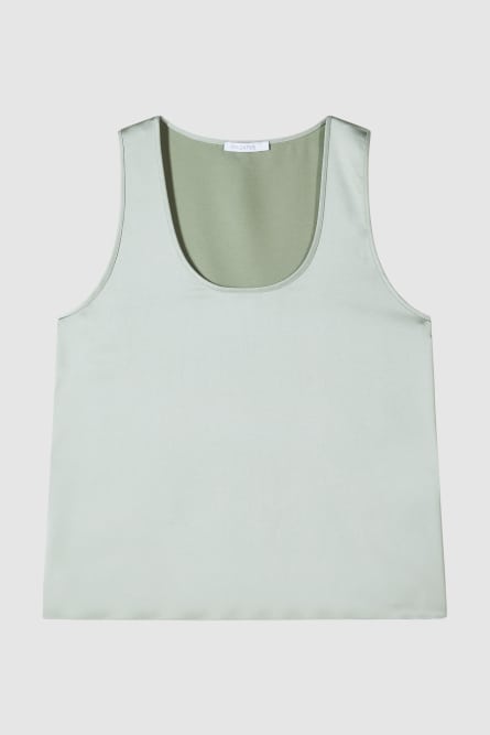 Top fluido in raso, Verde, Patrizia Pepe