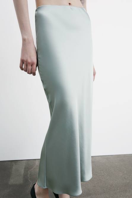 Gonna midi in raso, Verde, Patrizia Pepe