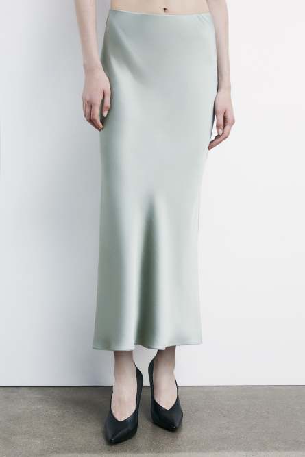 Gonna midi in raso, Verde, Patrizia Pepe