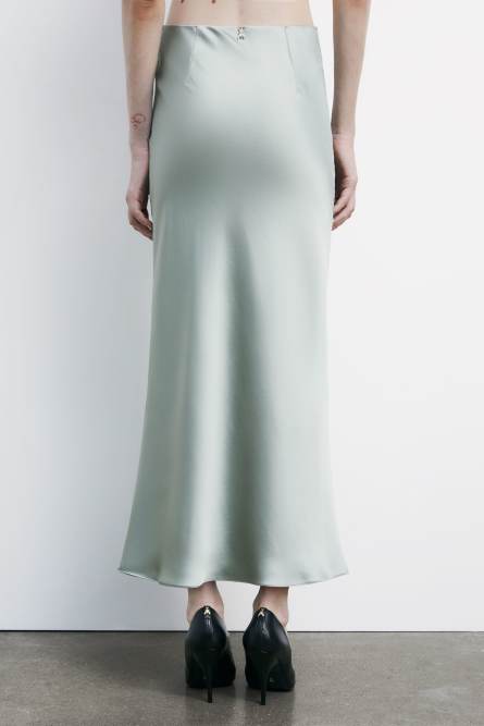Gonna midi in raso, Verde, Patrizia Pepe