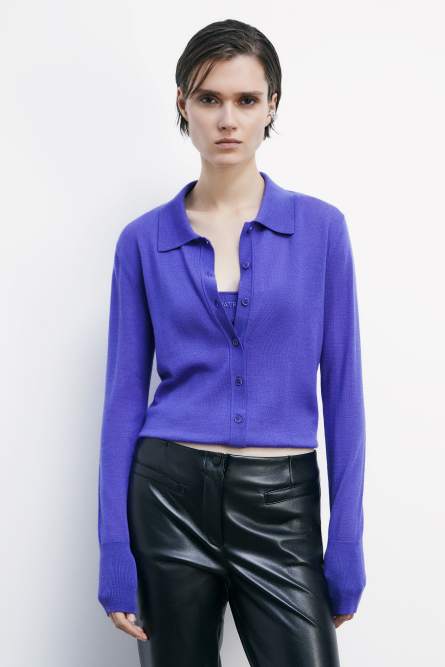 Wool cardigan with inner top, Purple, Patrizia Pepe