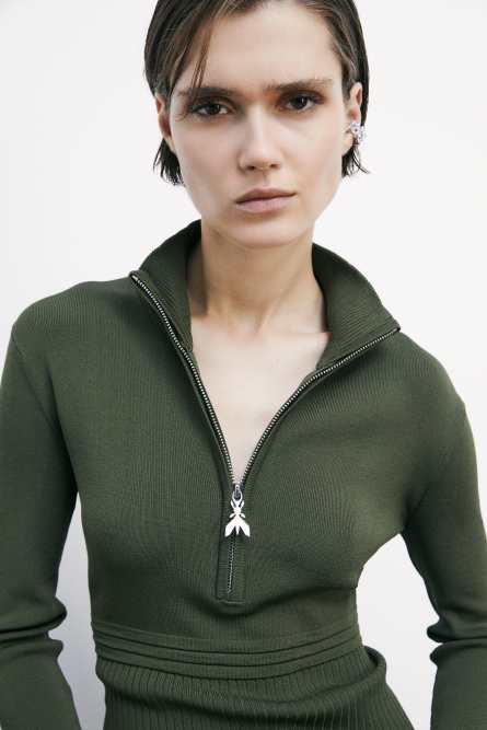 Ribbed knitted turtleneck, Green, Patrizia Pepe