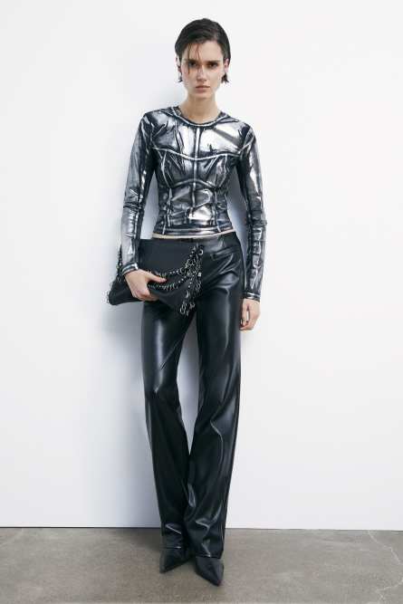 toppo Crop top in metallic jersey