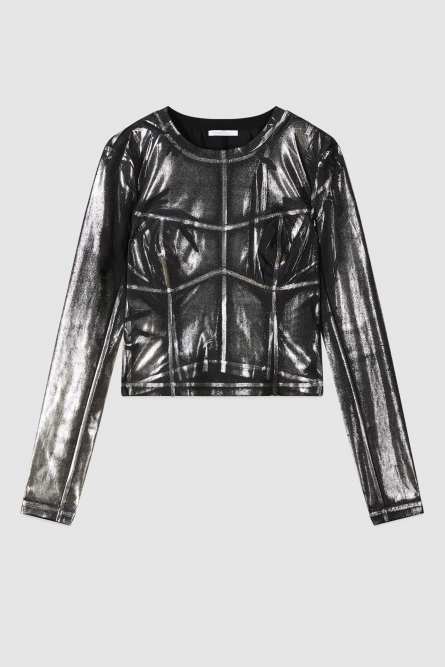 toppo Crop top in metallic jersey