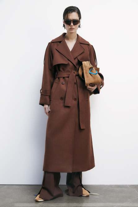 Тренч из шерсти в классическом портновском стиле, Коричневый, Patrizia Pepe