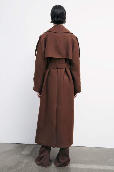 Тренч из шерсти в классическом портновском стиле, Коричневый, Patrizia Pepe