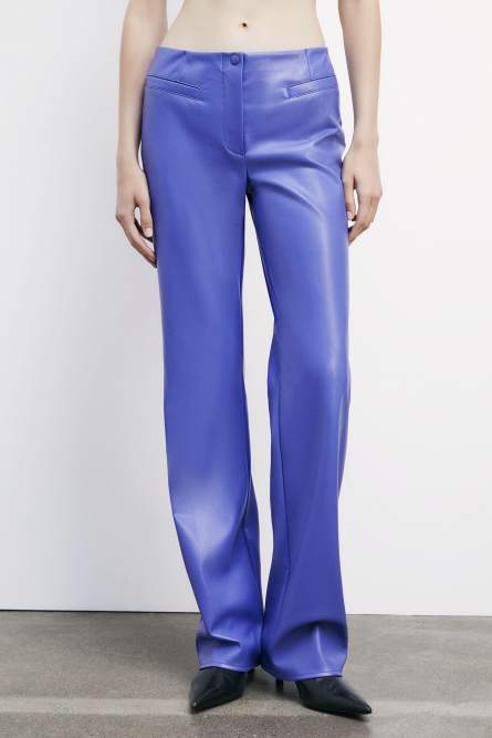 Low-waisted coated biker pants, Purple, Patrizia Pepe