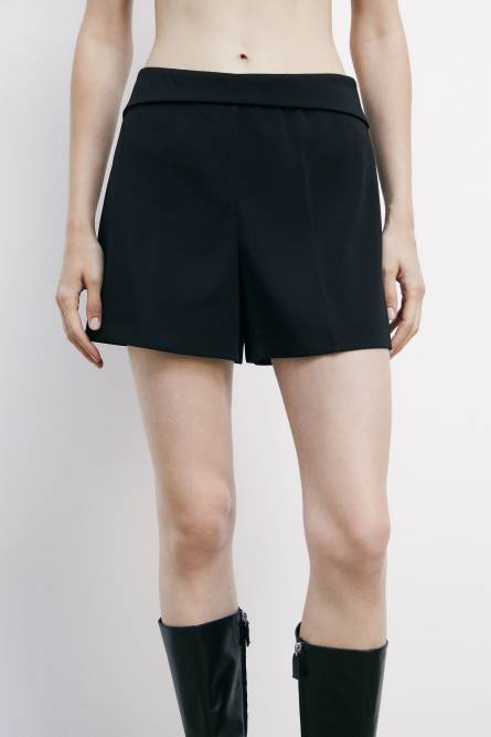 Stretch shorts with regular waist, Black, Patrizia Pepe