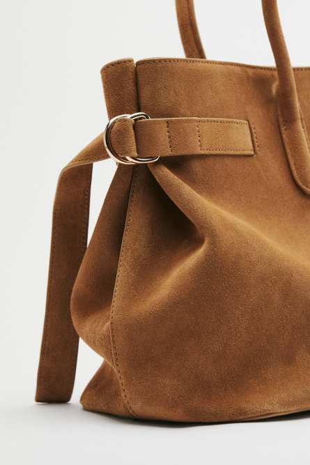 New Business handbag large in suede leather, Beige, Patrizia Pepe