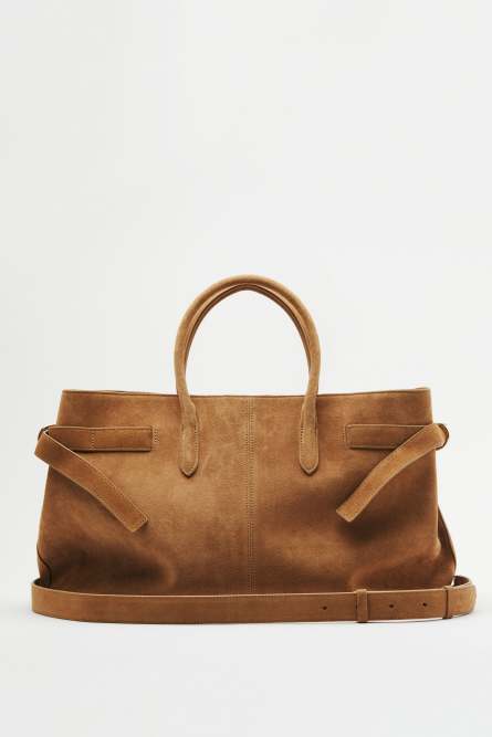 New Business handbag large in suede leather, Beige, Patrizia Pepe