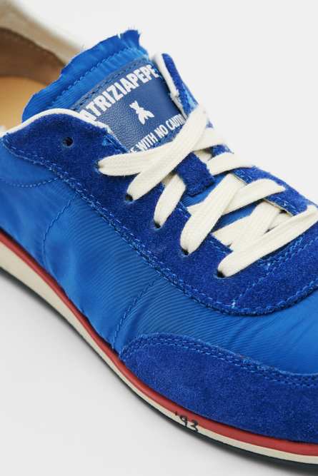 Running SKIN Sneakers &quot;Born in &apos;93&quot; in nylon, Blue, Patrizia Pepe