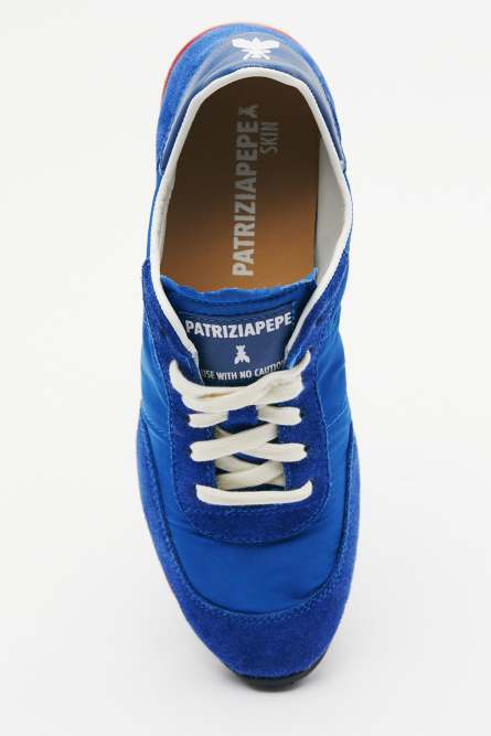 Running SKIN Sneakers &quot;Born in &apos;93&quot; in nylon, Blue, Patrizia Pepe
