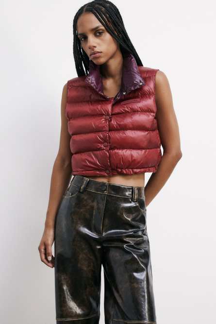 Short sleeveless reversible puffer jacket, Red, Patrizia Pepe