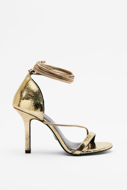 Minimal Shape sandals in laminated leather, Gold, Patrizia Pepe