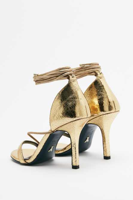 Minimal Shape sandals in laminated leather, Gold, Patrizia Pepe