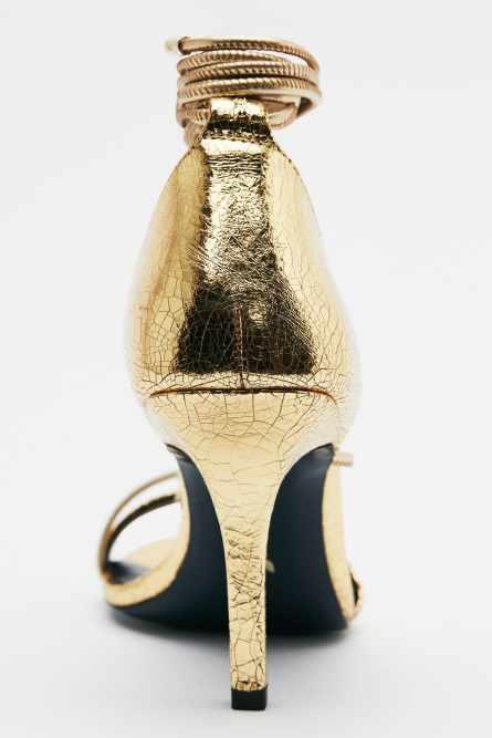 Minimal Shape sandals in laminated leather, Gold, Patrizia Pepe