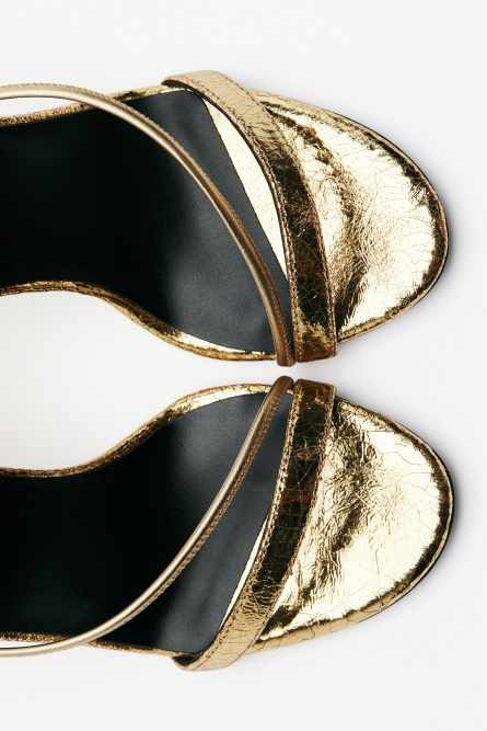 Minimal Shape sandals in laminated leather, Gold, Patrizia Pepe