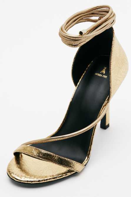 Minimal Shape sandals in laminated leather, Gold, Patrizia Pepe