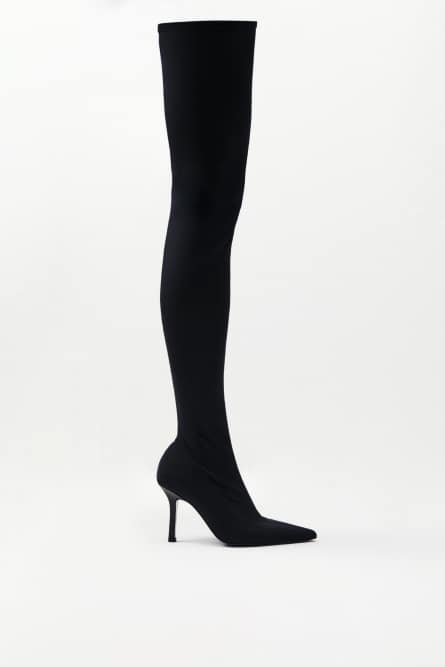 Minimal Shape thigh-high boots in lycra, Black, Patrizia Pepe