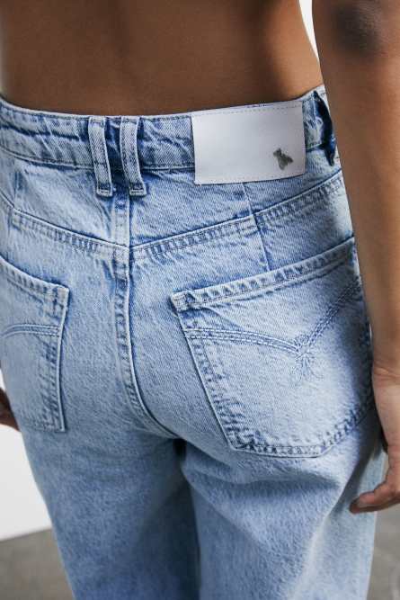 Jeans rectos de talle alto, Azul