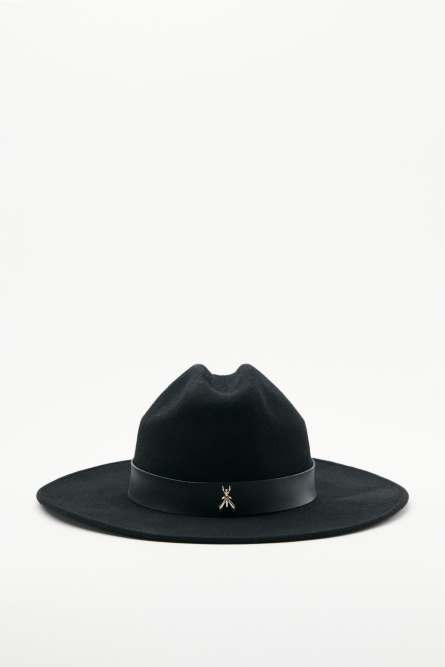 Cowboy hat in felt with chain, Black, Patrizia Pepe