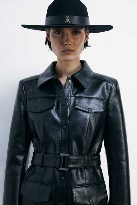 Cowboy hat in felt with chain, Black, Patrizia Pepe