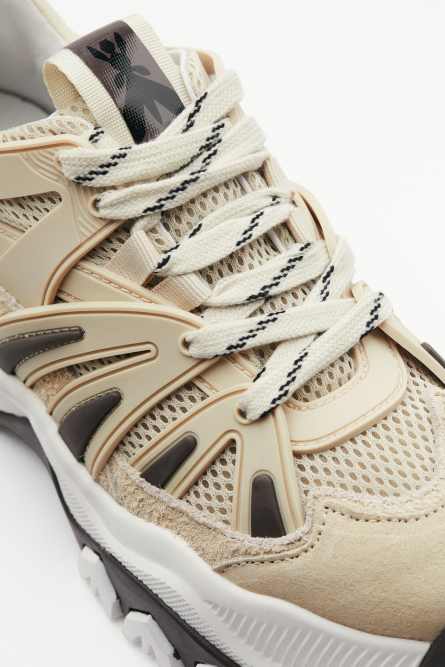 Leather running sneakers, Beige, Patrizia Pepe