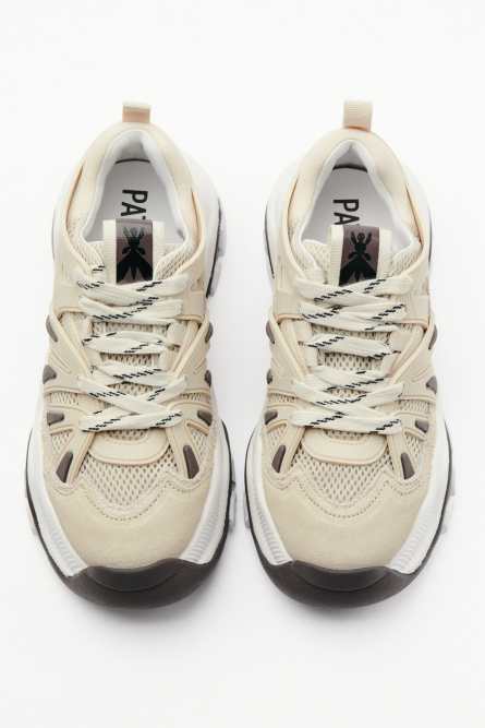 Leather running sneakers, Beige, Patrizia Pepe