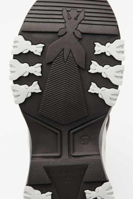 Leather running sneakers, Beige, Patrizia Pepe