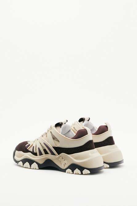 Leather running sneakers, Beige, Patrizia Pepe