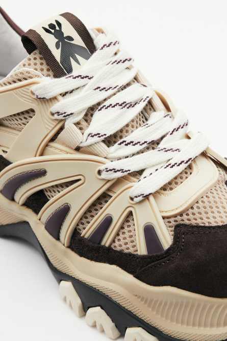 Leather running sneakers, Beige, Patrizia Pepe