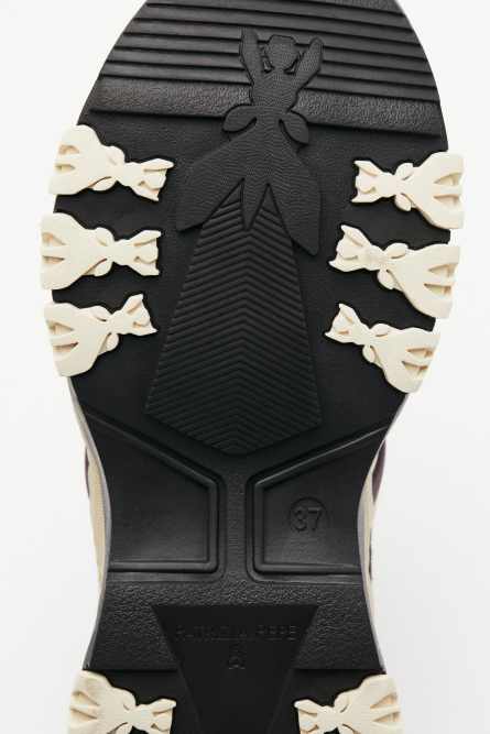 Leather running sneakers, Beige, Patrizia Pepe