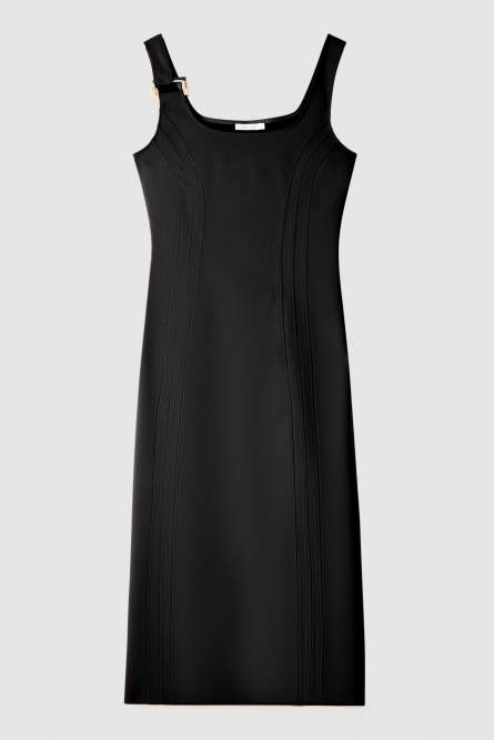 &quot;ESSENTIAL&quot; midi dress in crêpe, Black, Patrizia Pepe