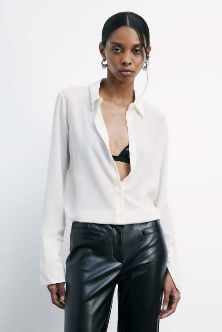 Regular fit silk crepe shirt, White, Patrizia Pepe
