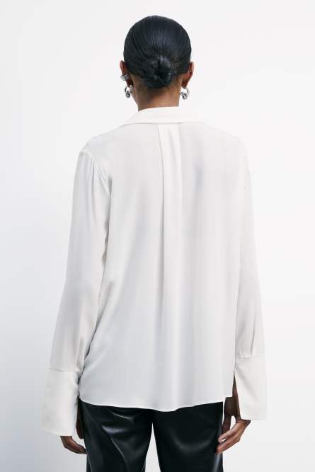 Regular fit silk crepe shirt, White, Patrizia Pepe