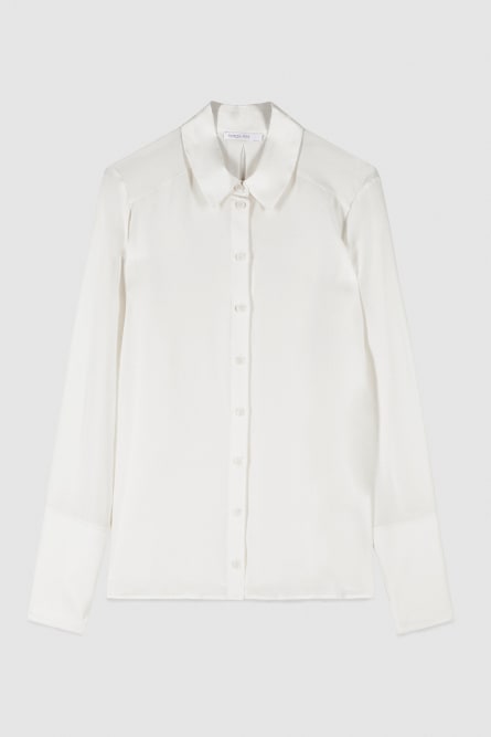 Regular fit silk crepe shirt, White, Patrizia Pepe