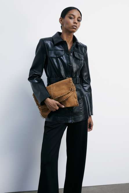 Radical Boho suede bag with piercings, Beige, Patrizia Pepe