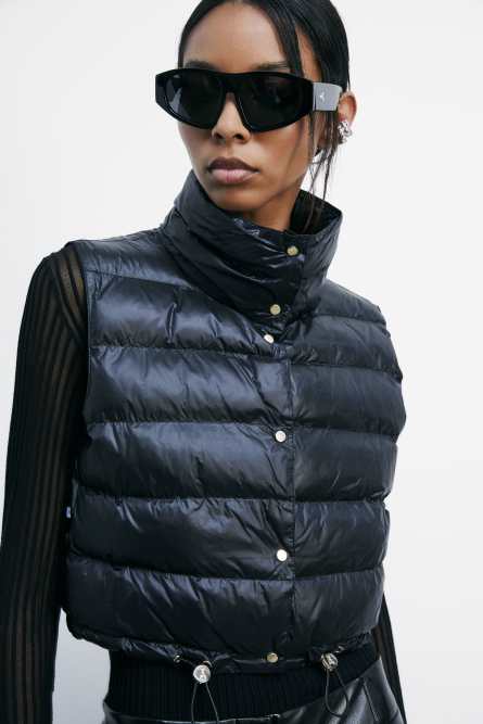 Short sleeveless reversible puffer jacket, Black, Patrizia Pepe